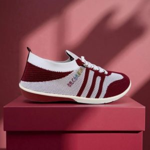 Dr. Comfort Flex-Knit Leisure Sneaker - Burgundy & Cloud White